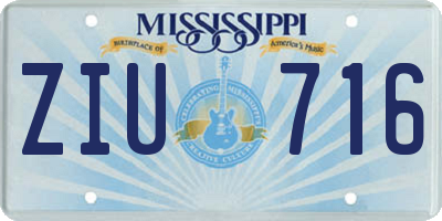 MS license plate ZIU716