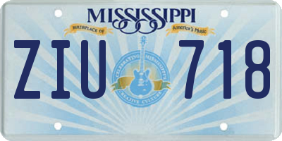 MS license plate ZIU718