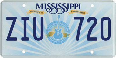 MS license plate ZIU720