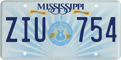 MS license plate ZIU754