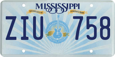 MS license plate ZIU758