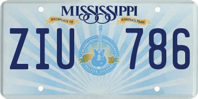 MS license plate ZIU786