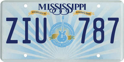 MS license plate ZIU787