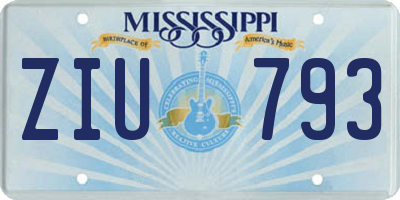 MS license plate ZIU793