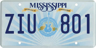 MS license plate ZIU801