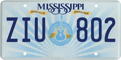 MS license plate ZIU802