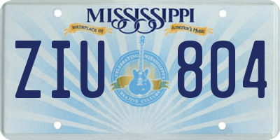 MS license plate ZIU804