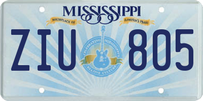 MS license plate ZIU805