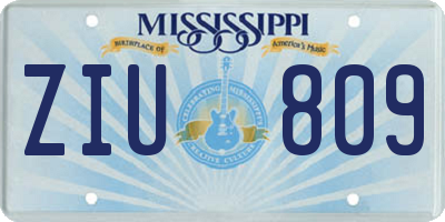 MS license plate ZIU809
