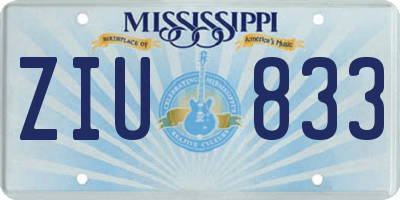 MS license plate ZIU833