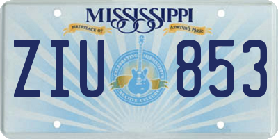 MS license plate ZIU853