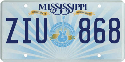 MS license plate ZIU868