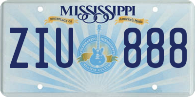 MS license plate ZIU888