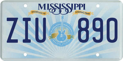 MS license plate ZIU890