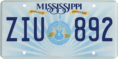 MS license plate ZIU892
