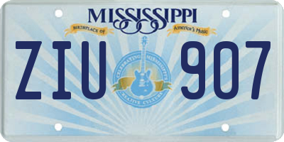 MS license plate ZIU907