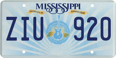 MS license plate ZIU920