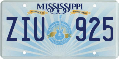 MS license plate ZIU925
