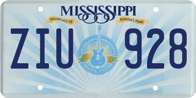 MS license plate ZIU928