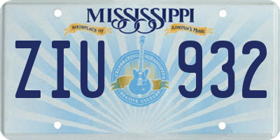 MS license plate ZIU932