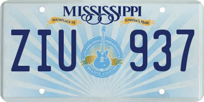 MS license plate ZIU937