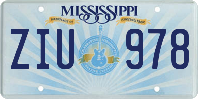 MS license plate ZIU978