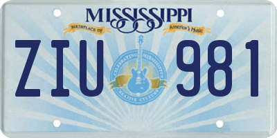 MS license plate ZIU981