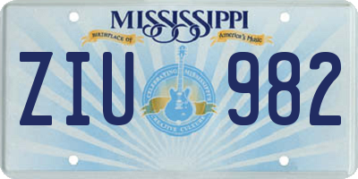 MS license plate ZIU982