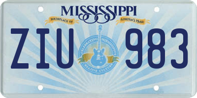 MS license plate ZIU983