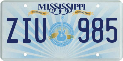 MS license plate ZIU985