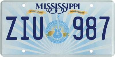 MS license plate ZIU987