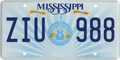 MS license plate ZIU988