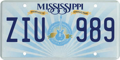 MS license plate ZIU989
