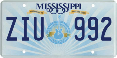MS license plate ZIU992