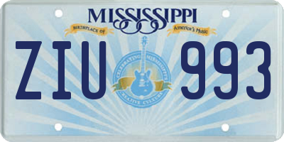 MS license plate ZIU993