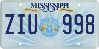 MS license plate ZIU998