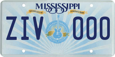 MS license plate ZIV000