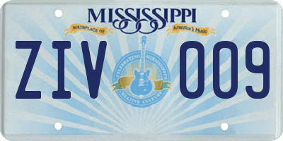 MS license plate ZIV009