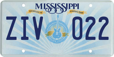 MS license plate ZIV022