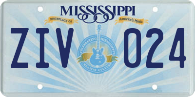 MS license plate ZIV024