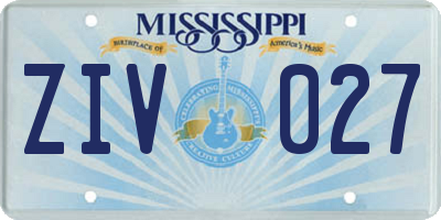 MS license plate ZIV027