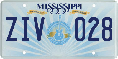 MS license plate ZIV028