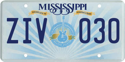 MS license plate ZIV030