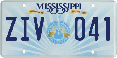 MS license plate ZIV041