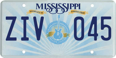 MS license plate ZIV045