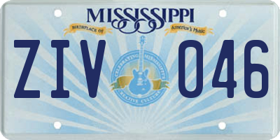 MS license plate ZIV046