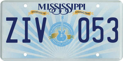 MS license plate ZIV053