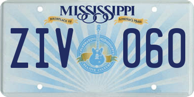 MS license plate ZIV060