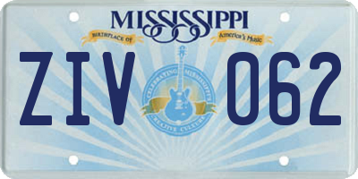 MS license plate ZIV062