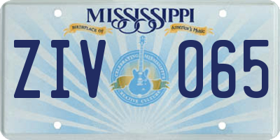 MS license plate ZIV065